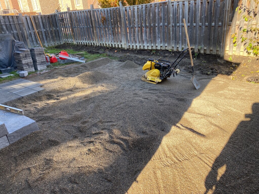 BACKYARD INTERLOCK PATIO preparing   the ground