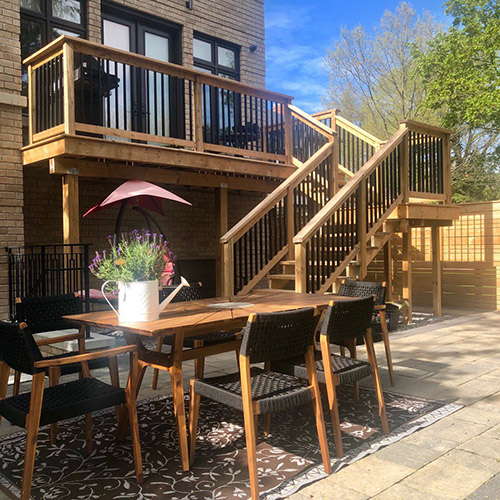 Building Deck with Stairs, Steps, and Railing in Vaughan Magic Landscape