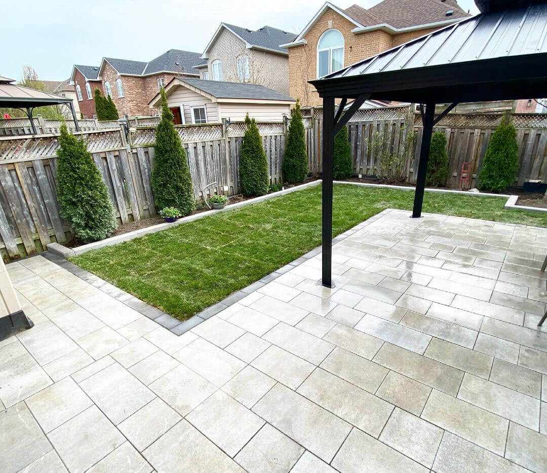  Backyard Interlocking Patio & Walkway & Pergola & Sodding