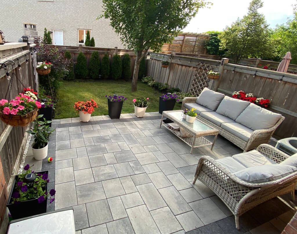 Sodding, patio interlock and backyard idea