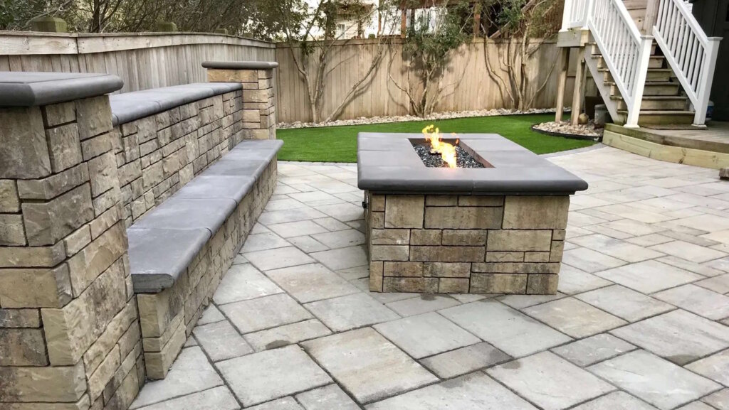 Backyard RETAINING WALL & FIREPLACE INSTALLATION