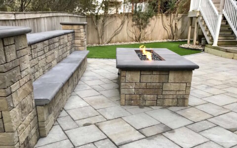 Backyard RETAINING WALL & FIREPLACE INSTALLATION